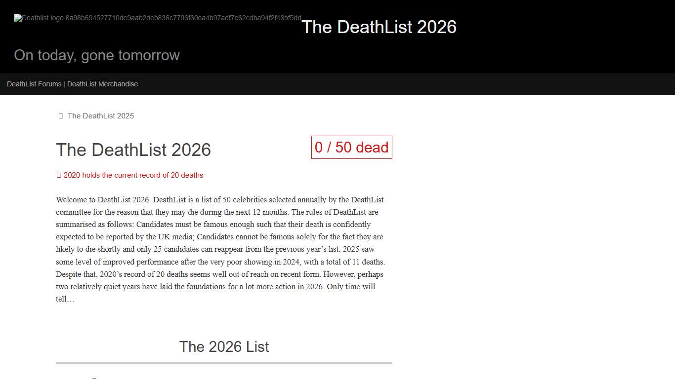 The DeathList 2026