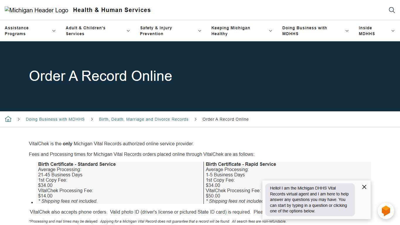 Order A Record Online